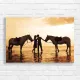 Romantic Couple & Horses Sunset Beach Canvas Print