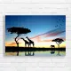 African Sunset Giraffes & Elephant Canvas Print