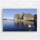 Serene Swan Lakehouse Landscape Canvas Print