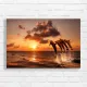 Dolphins Jumping Sunset Ocean Canvas Print