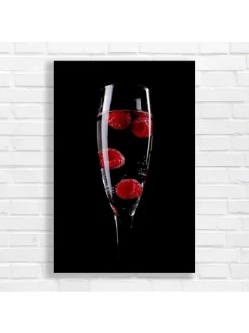 Elegant Raspberry Bubbles Champagne Glass Canvas Print