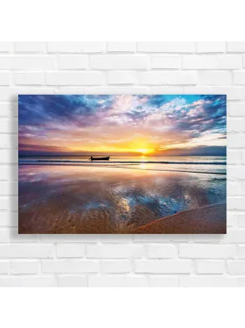 Serene Sunset Beach Boat Canvas Print