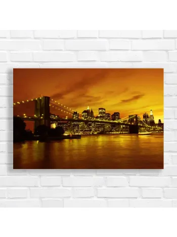 Brooklyn Bridge Sunset Skyline Canvas Print