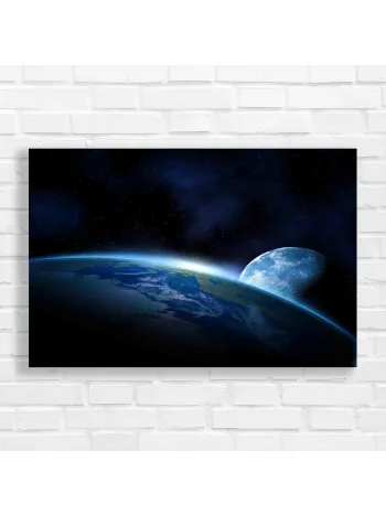 Cosmic Earth & Moon Serenity Canvas Print