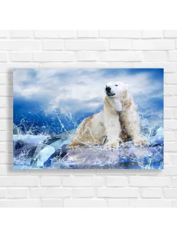 Majestic Polar Bear Ice Splash Canvas Print