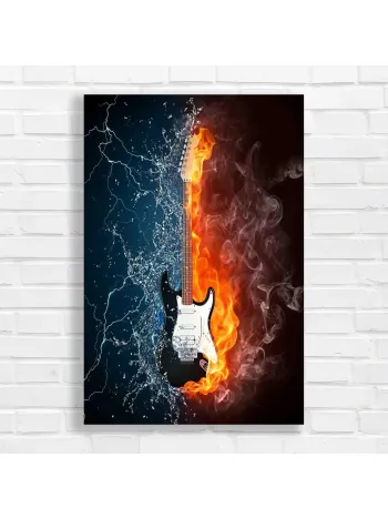 Electric Guitar Fire & Water Canvas Print