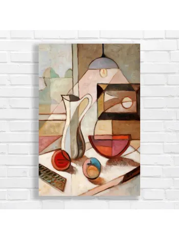 Abstract Still Life Jug & Fruit Canvas Print