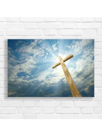 Inspirational Wooden Cross Sky Canvas Print