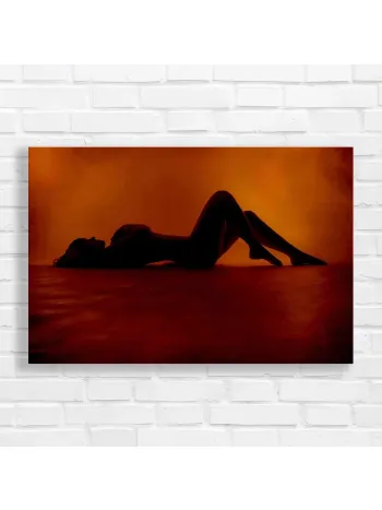 Serene Silhouette Woman Orange Glow Canvas Print