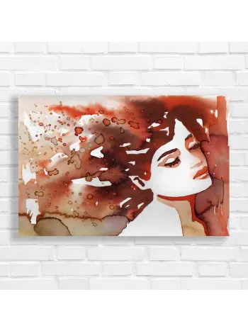 Abstract Red Woman Portrait Canvas Print