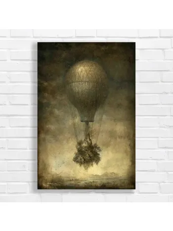 Steampunk Floating Island & Hot Air Balloon Canvas Print