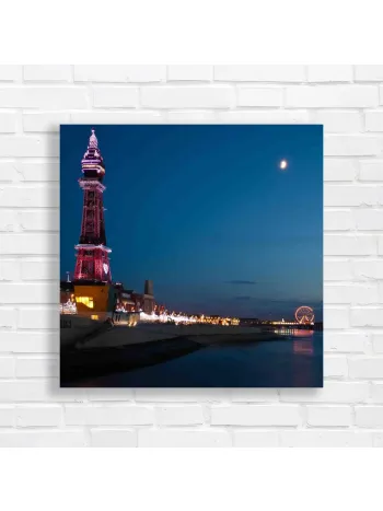 Blackpool Tower & Ferris Wheel at Dusk Canvas Print