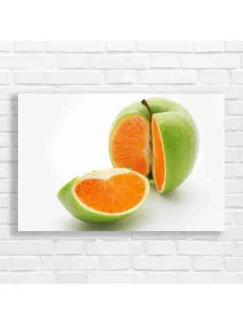 Surreal Fruit Fusion Green Apple Orange Slice Canvas Print