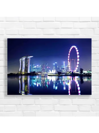 Vibrant Singapore Skyline & Ferris Wheel Canvas Print