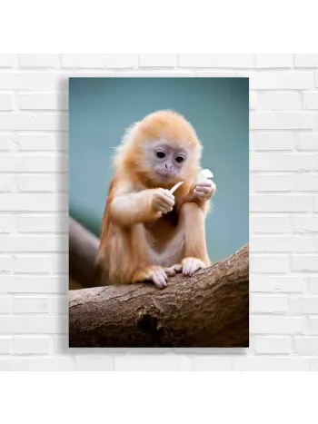 Adorable Baby Monkey Nature Canvas Print