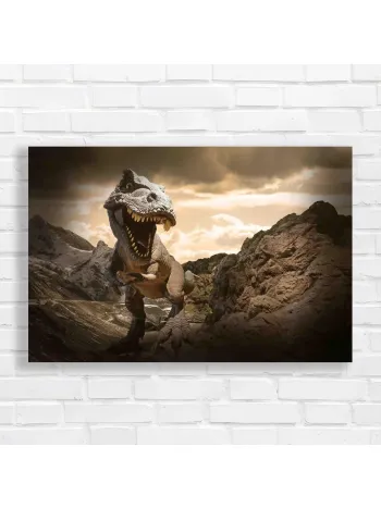 Majestic T-Rex Roaring Mountain Canvas Print