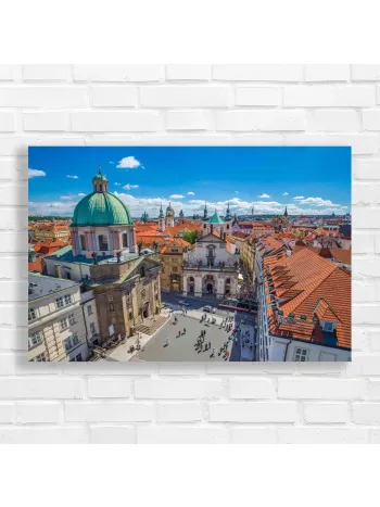 Prague Cityscape Dome & Rooftops Canvas Print