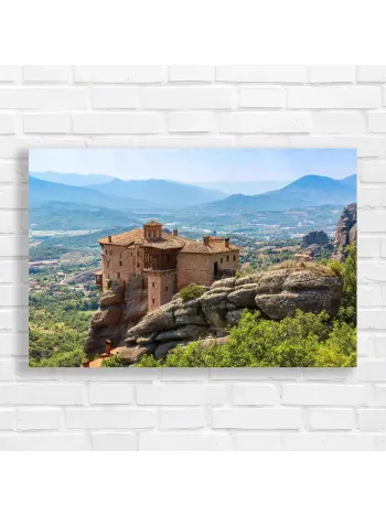 Meteora Monastery Greece Mountain Landscape Canvas Print