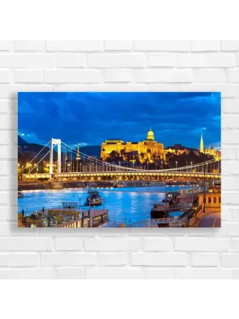 Budapest Danube Bridge Cityscape Canvas Print