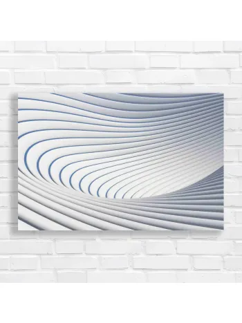 Abstract Waves White & Blue Canvas Print