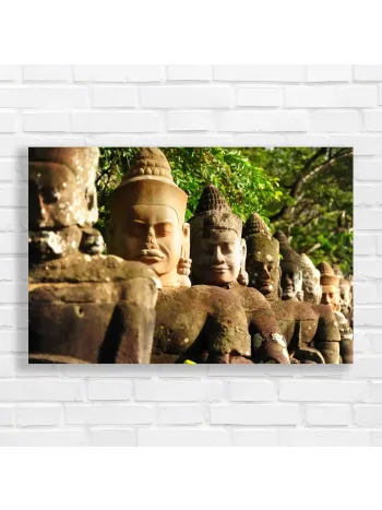Angkor Wat Statues Landscape Canvas Print