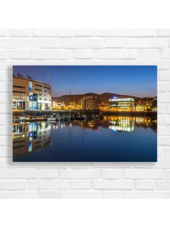 Modern City Harbor Night View Canvas Print