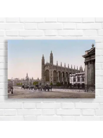 Historic Cambridge Chapel Horse-Drawn Carriages Canvas Print